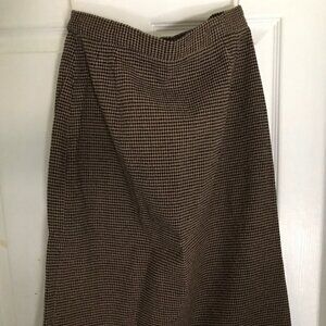 Liz Clairborne Brown & Tan Check A Line Skirt